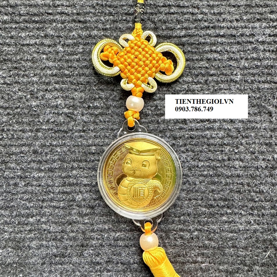 Dây Treo Ô Tô Đồng Xu Hình Con Rắn Cute